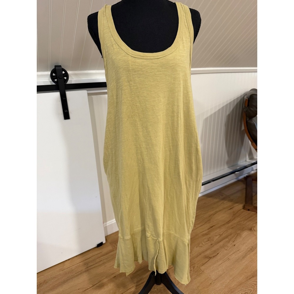 Andrea Jovine Womens Medium Sage Green 100% Cotton Sleeveless Midi Tank Dress